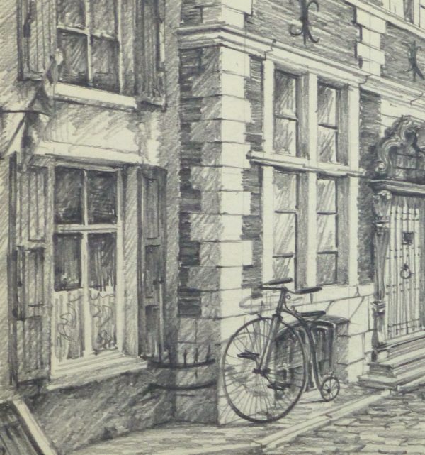 Pencil Drawing - Antwerp, circa 1950-detail 2-10362M