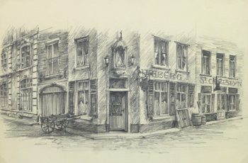 Pencil Drawing - Street Corner, circa 1950-main-10365M