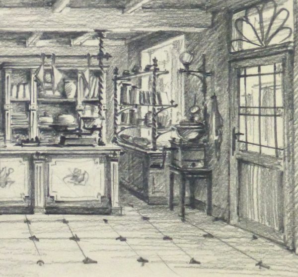 Pencil Drawing - General Store, circa 1950-detail-10366M