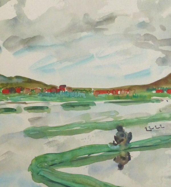 Watercolor Landscape - Rice Fields, Circa 1950-detail 2-10399M