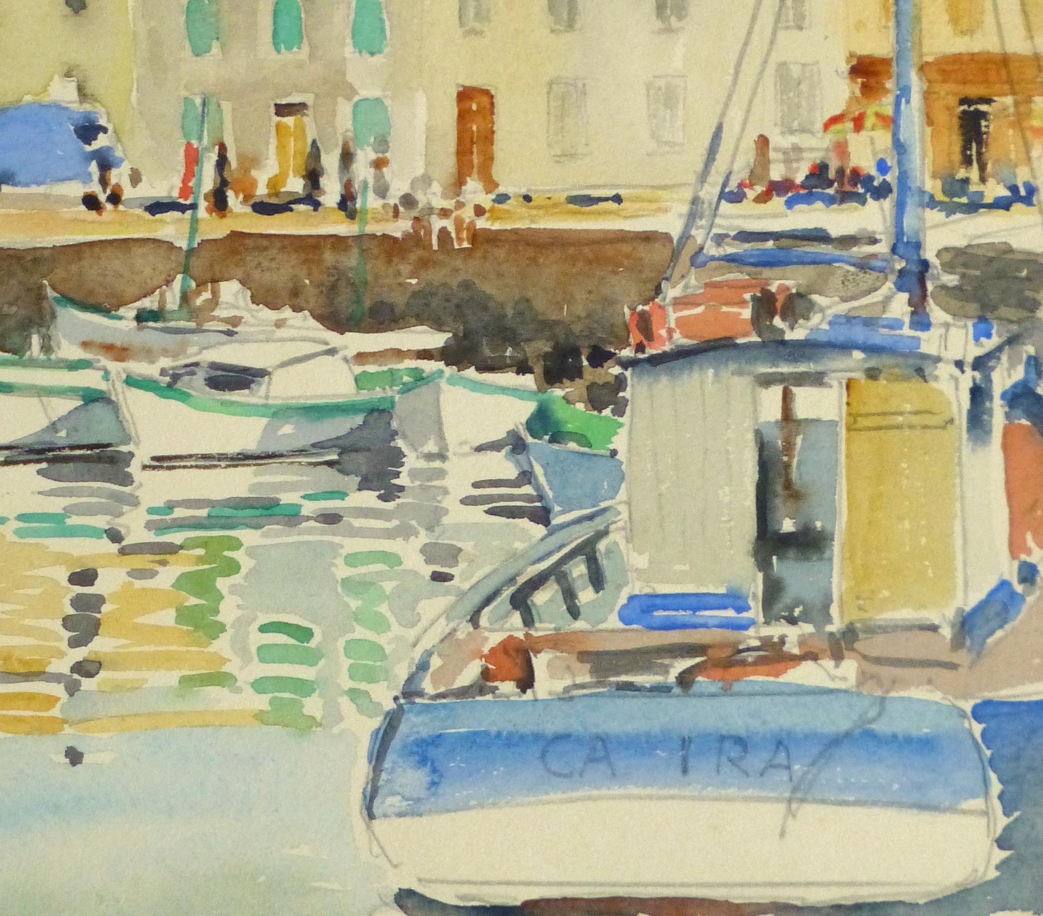 Harbor Town Watercolor, Circa 1940-detail-10432M