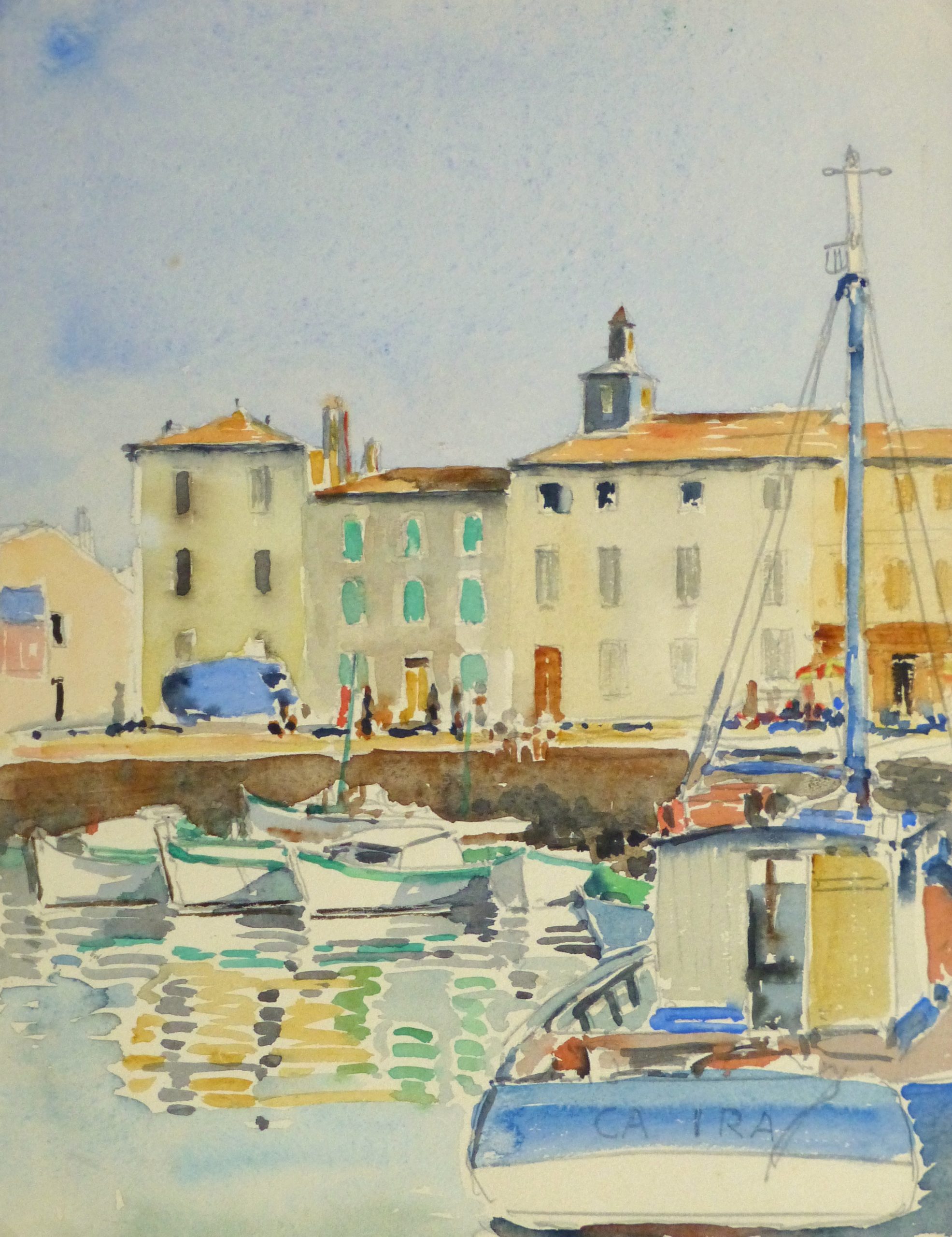Harbor Town Watercolor, Circa 1940-main-10432M