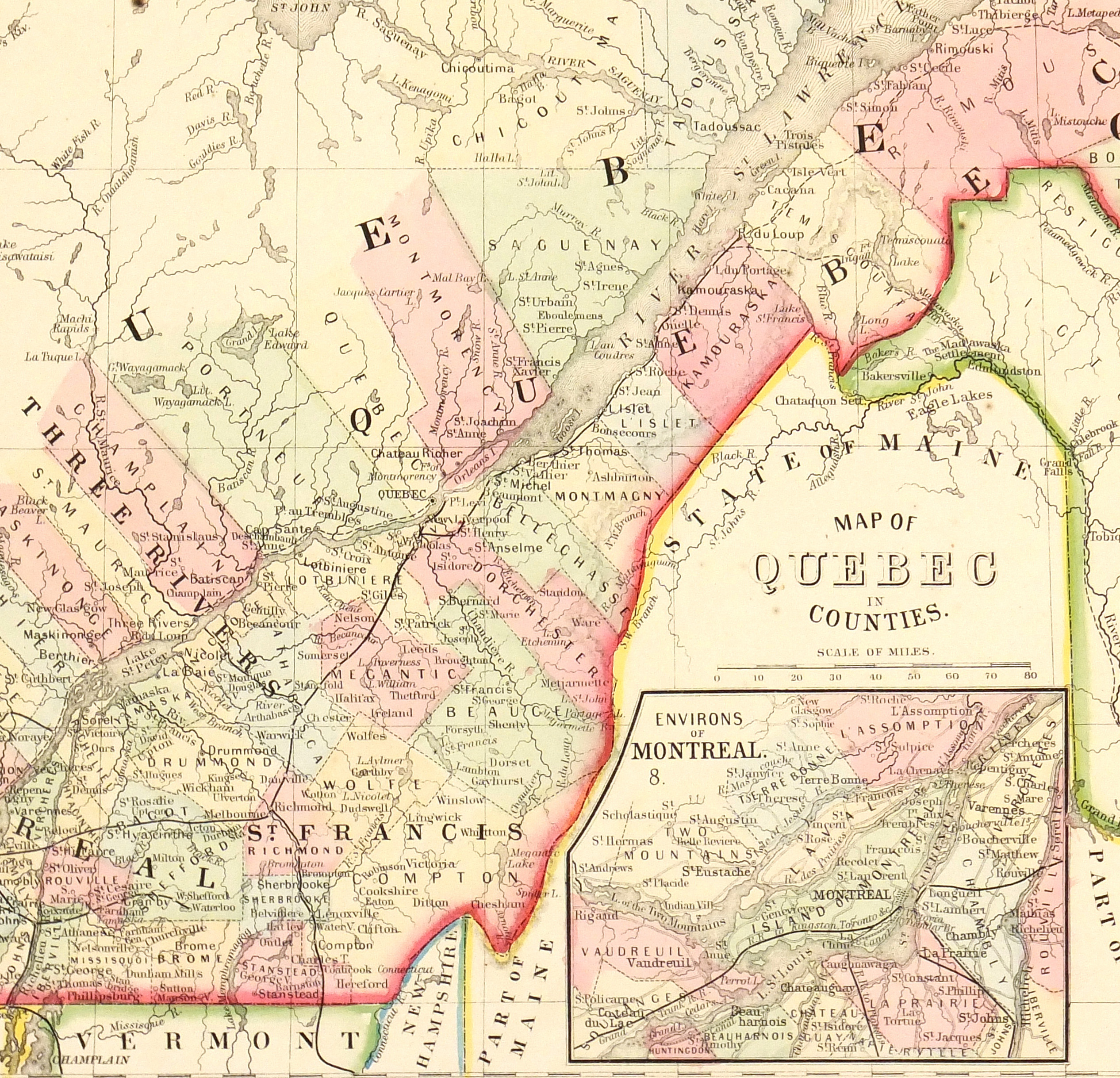 Quebec, Canada Map, 1867-detail-5513K