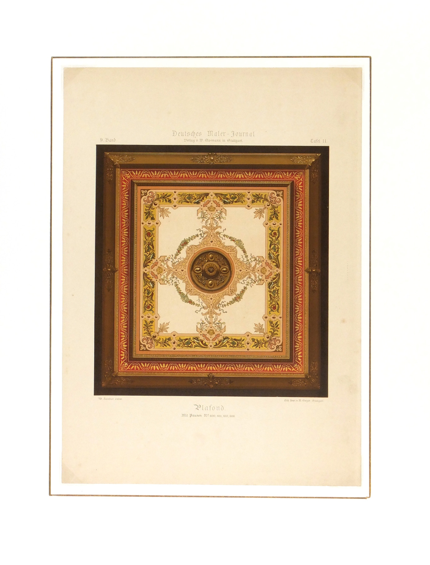 Decorative Ceiling Print, Circa 1880-matted-5685K
