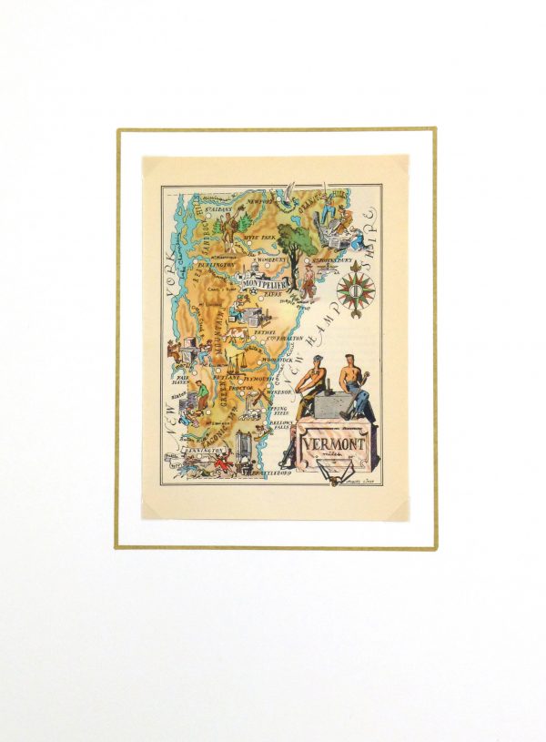 Vermont Pictorial Map, 1946-matted-6232K