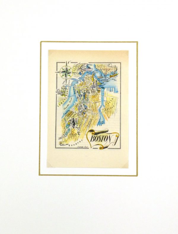 Pictorial Map - Boston, 1946-matted-6234K