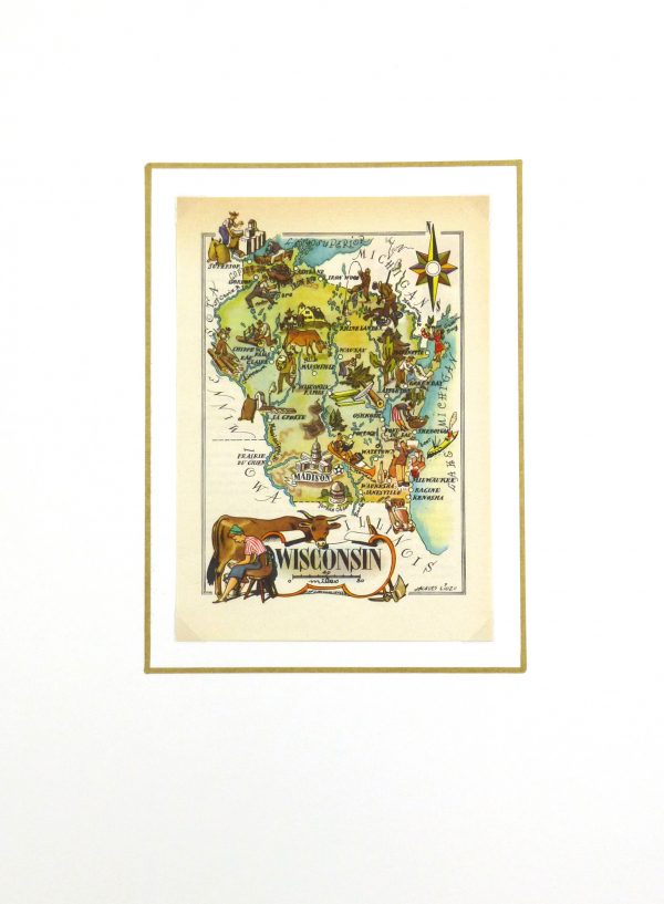 Wisconsin Pictorial Map, 1946-matted-6236K