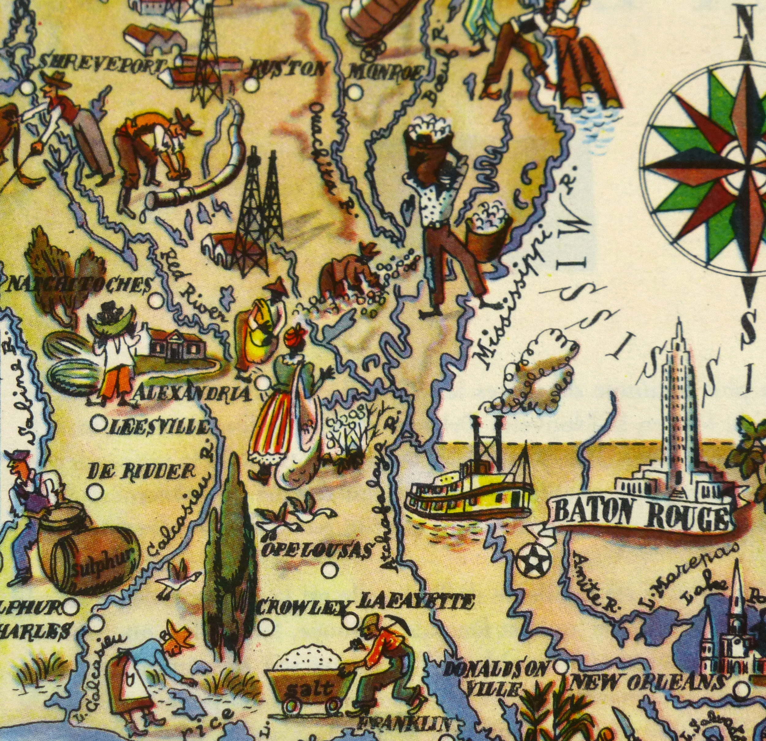 Louisiana Pictorial Map, 1946-detail-6239K