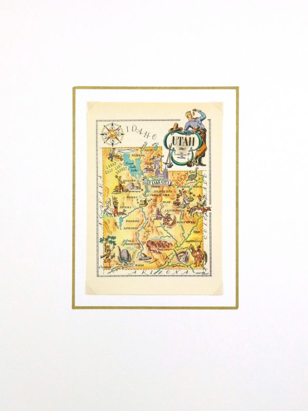 Utah Pictorial Map, 1946-matted-6245K