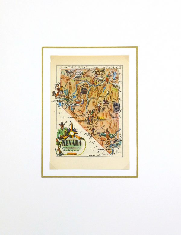 Nevada Pictorial Map, 1946-matted-6246K