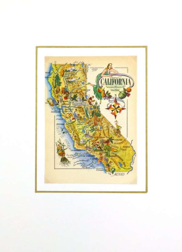 Pictorial Map - California, 1946-matted-6249K