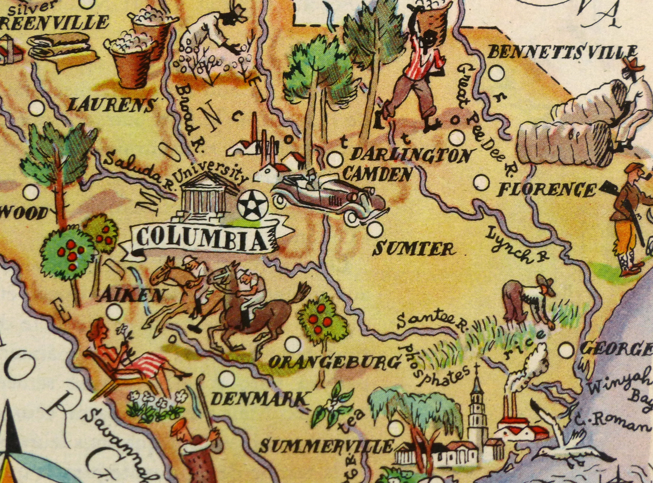 South Carolina Pictorial Map, 1946-detail-6250K