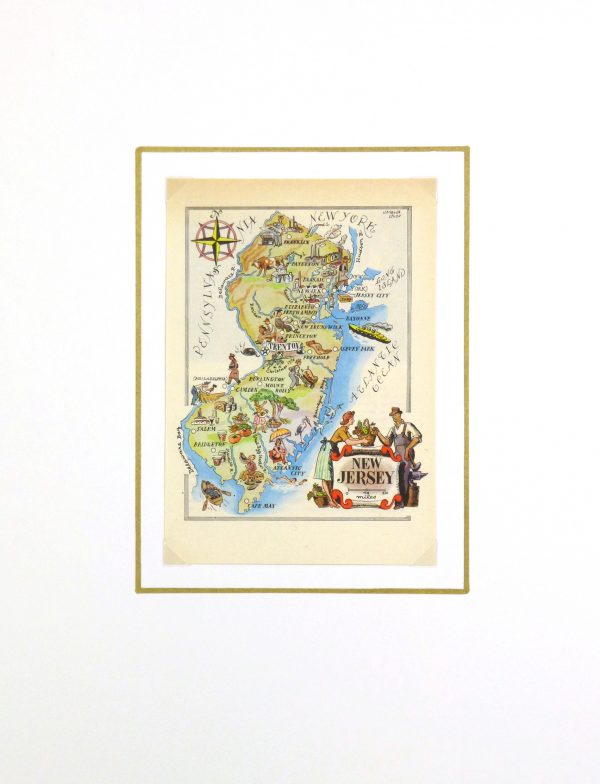 New Jersey Pictorial Map, 1946-matted-6251K