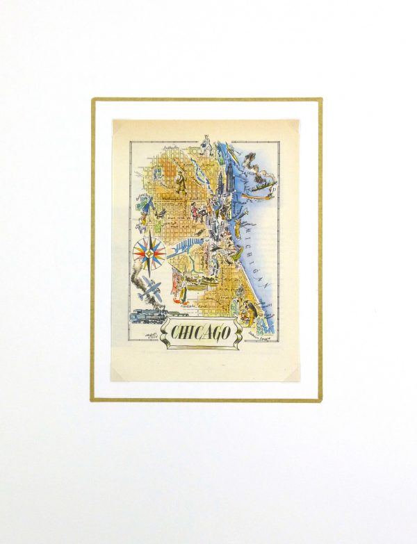 Pictorial Map - Chicago, 1946-matted-6252K