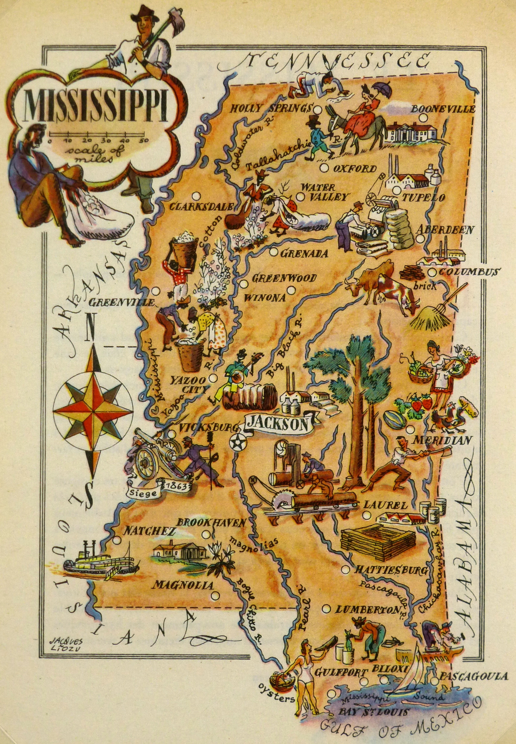 Mississippi Pictorial Map, 1946-main-6253K