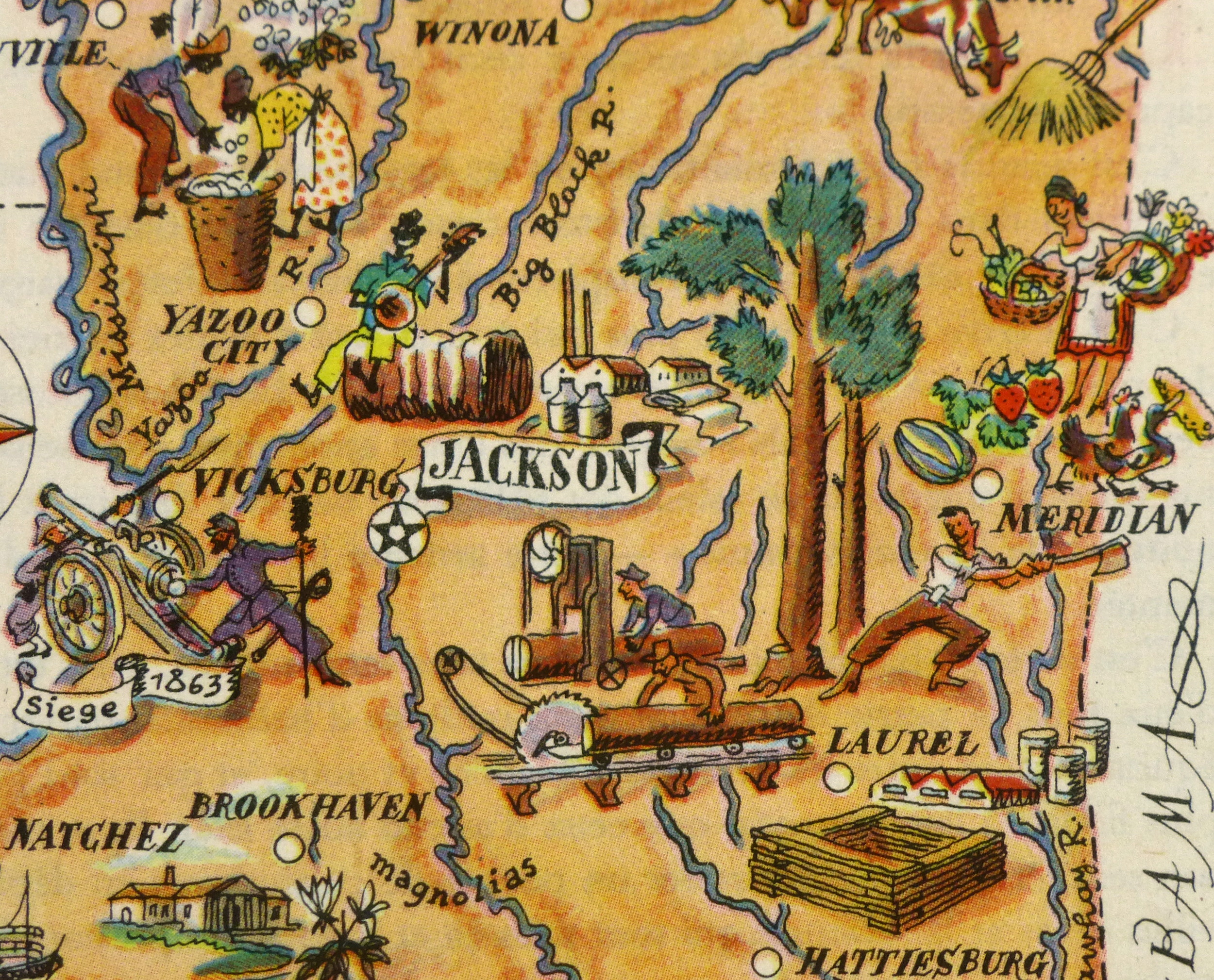 Mississippi Pictorial Map, 1946-detail-6253K