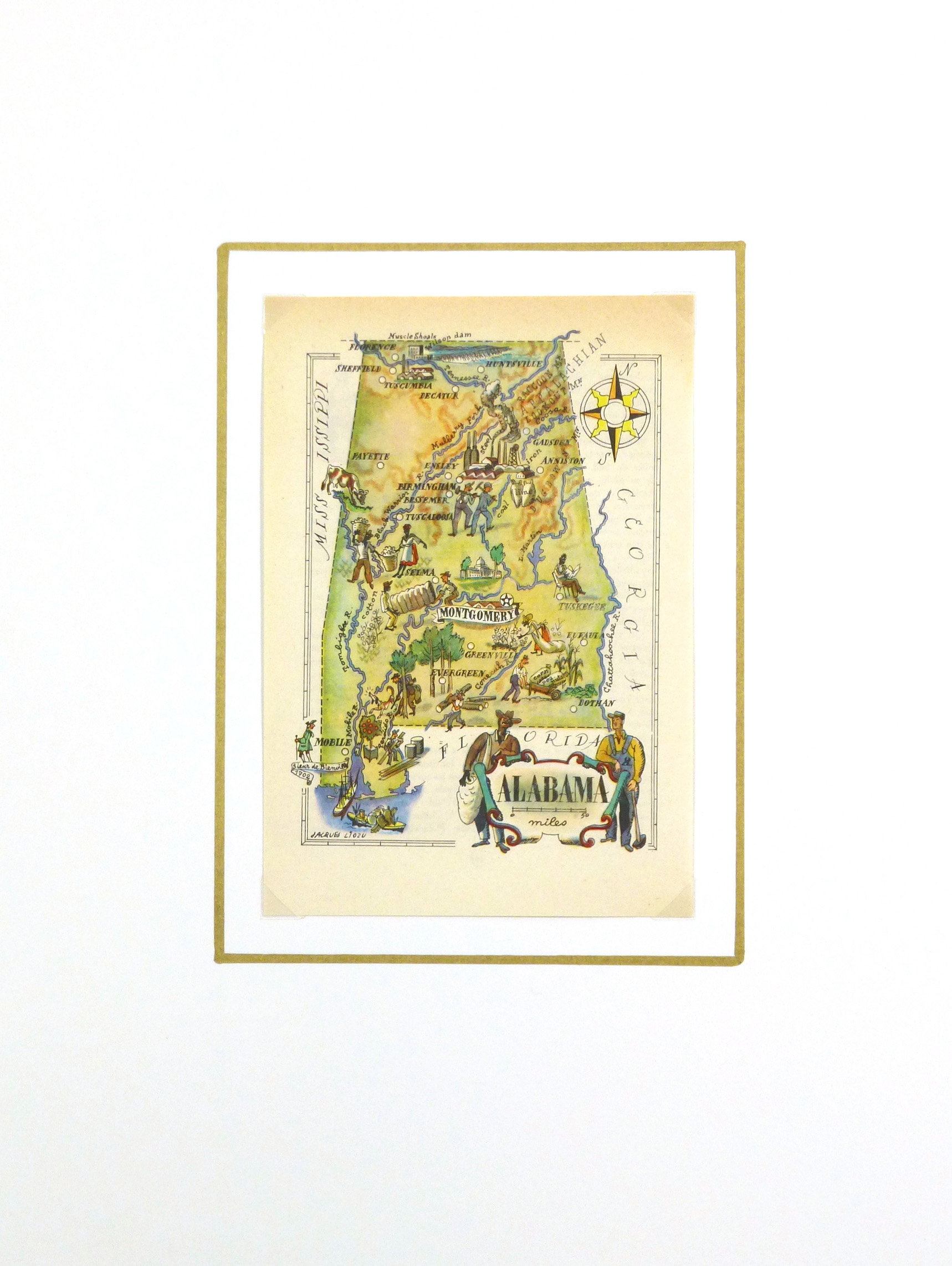 Pictorial Map - Alabama, 1946-matted-6255K