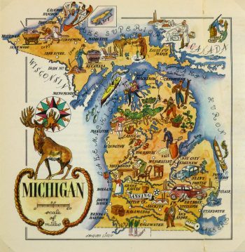 Michigan Pictorial Map, 1946-main-6258K