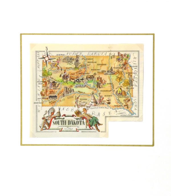 South Dakota Pictorial Map, 1946-matted-6266K