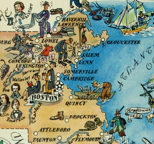 Massachusetts Pictorial Map, 1946-detail-6269K