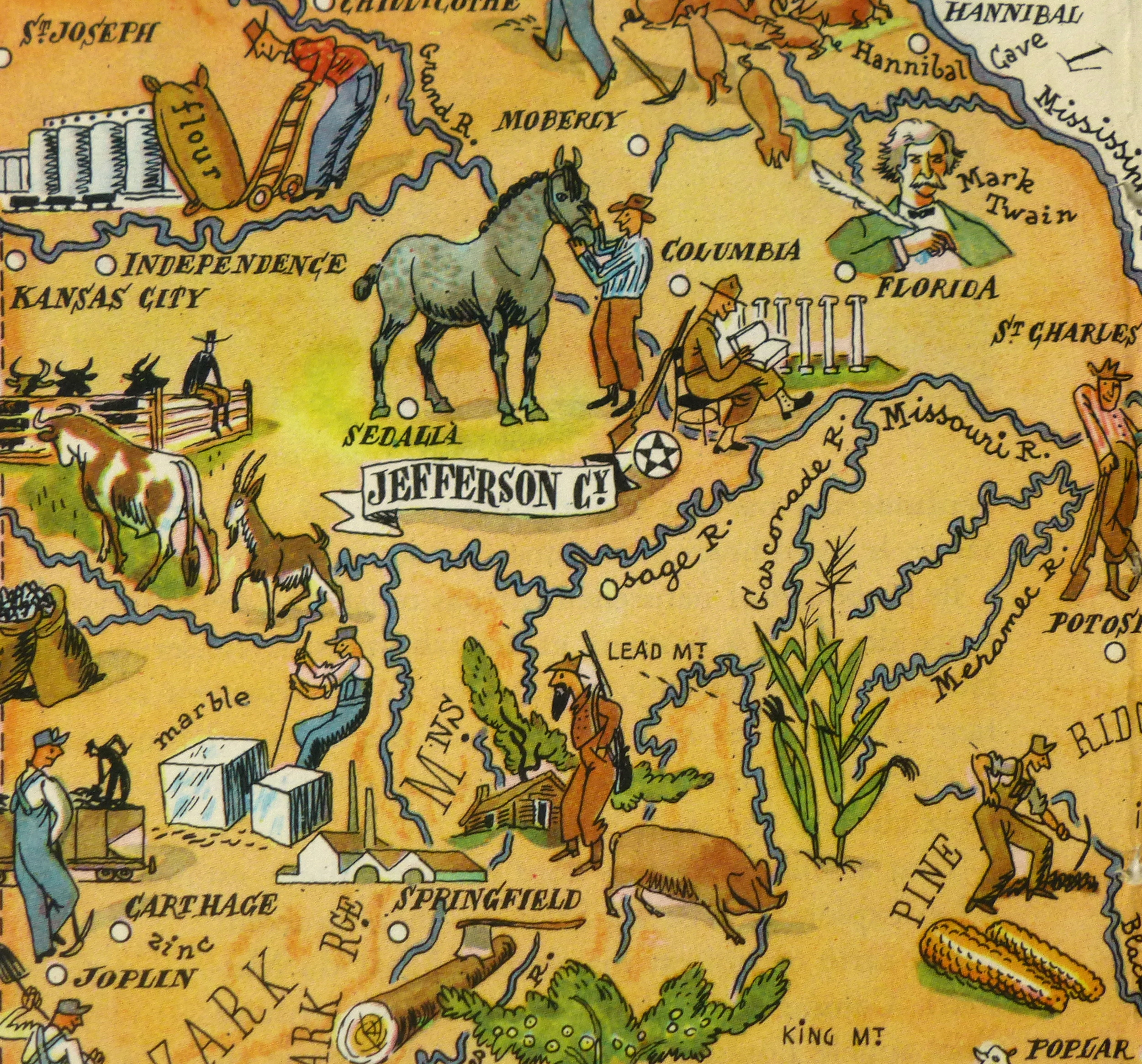 Missouri Pictorial Map, 1946-detail-6270K