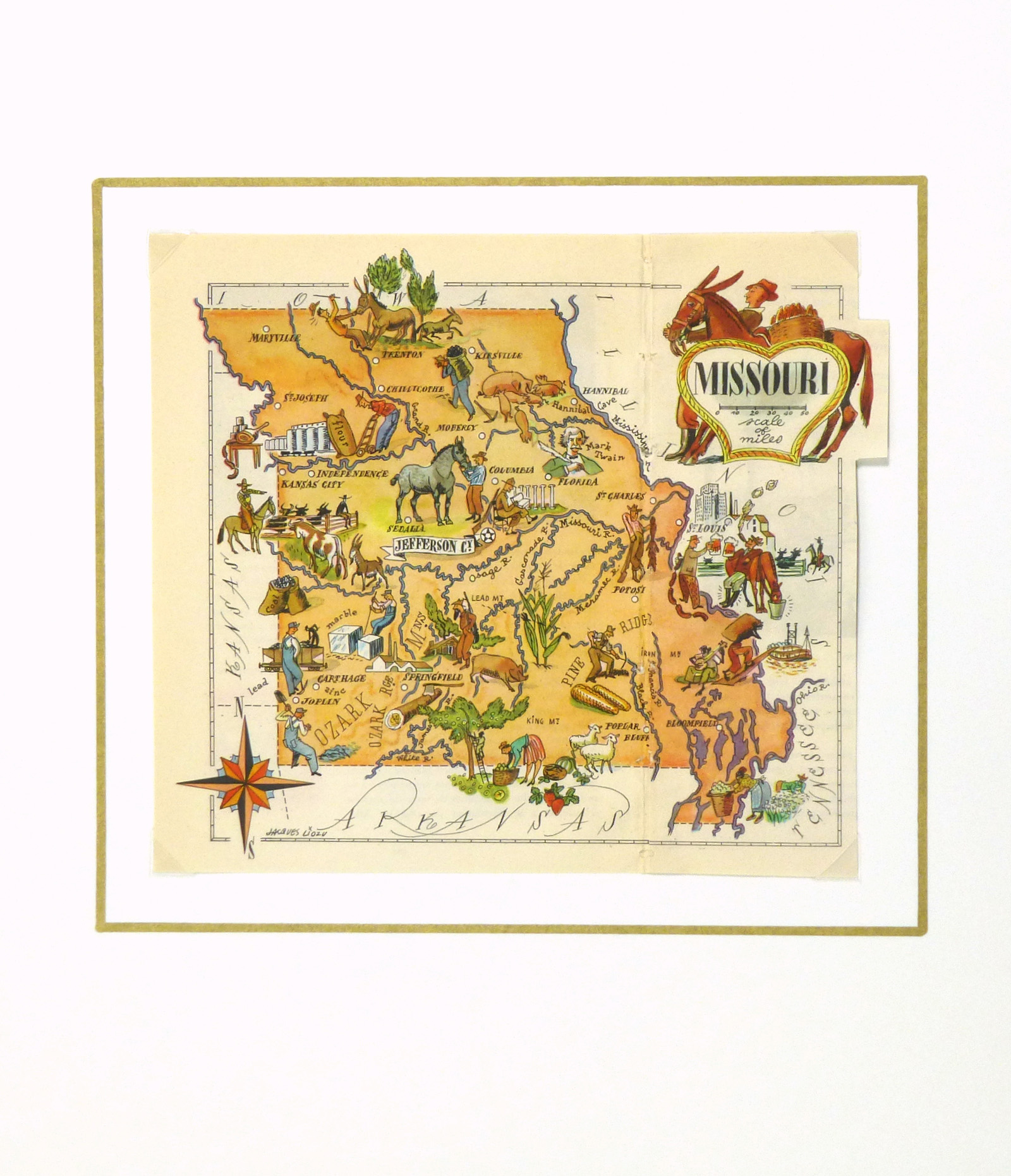 Missouri Pictorial Map, 1946-matted-6270K