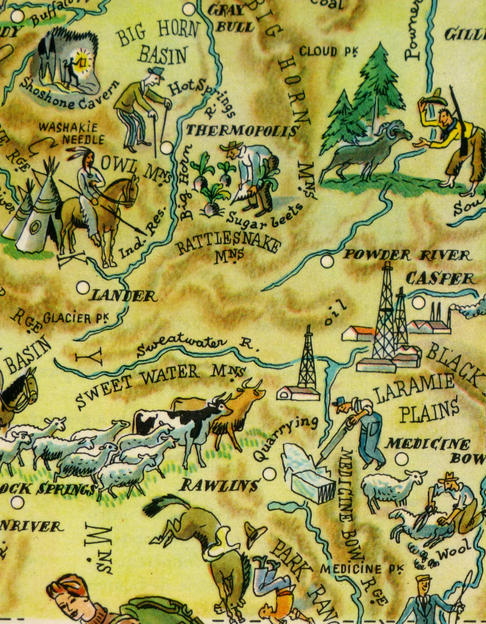 Wyoming Pictorial Map, 1946-detail-6274K
