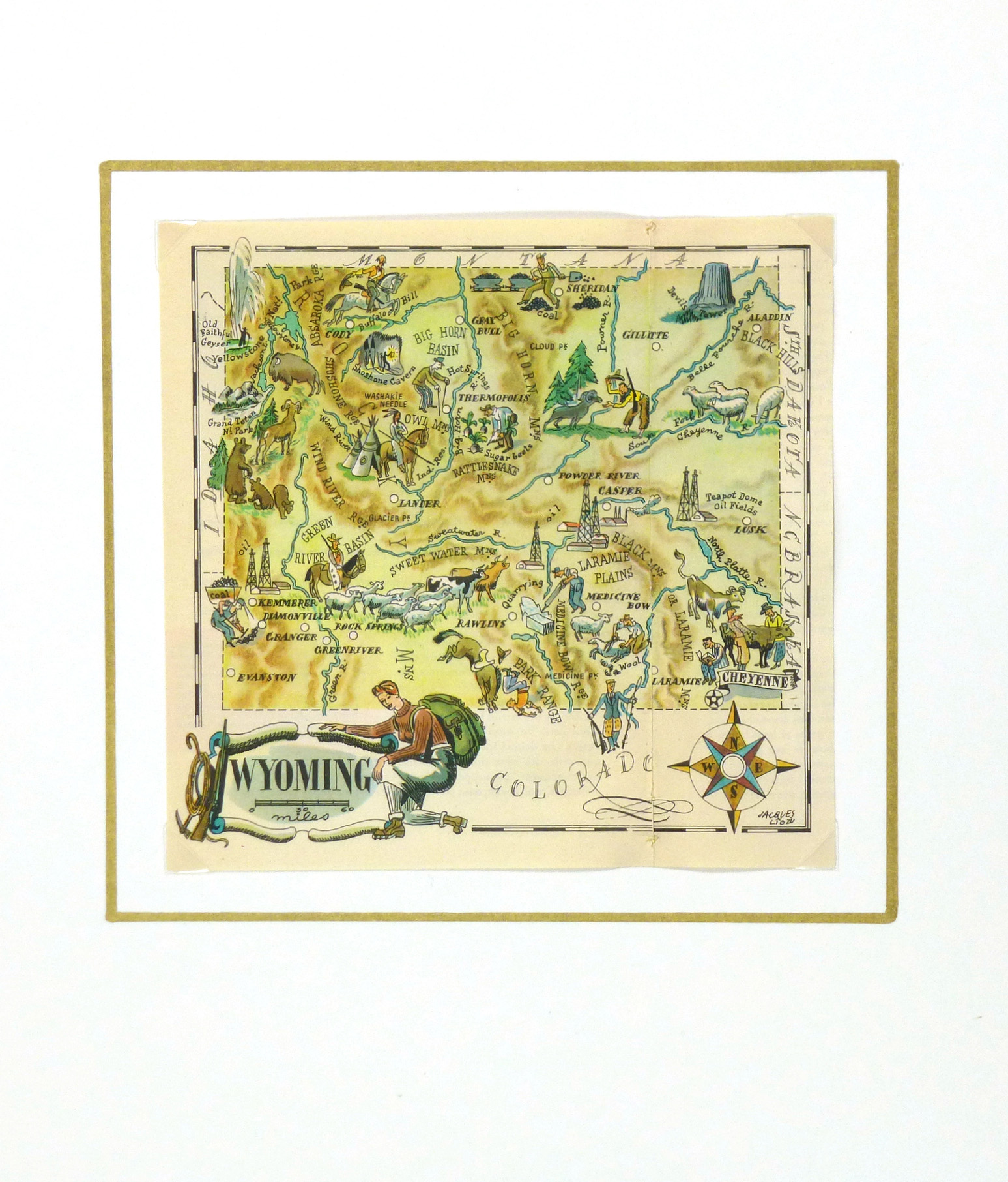 Wyoming Pictorial Map, 1946-matted-6274K