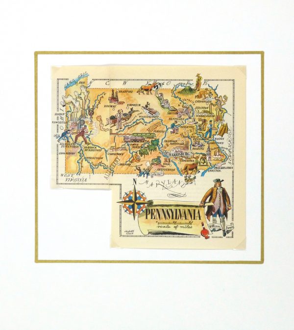 Pennsylvania Pictorial Map, 1946-matted-6275K