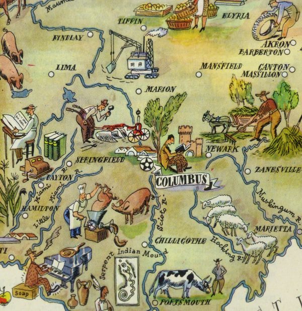 Ohio Pictorial Map, 1946-detail-6280K
