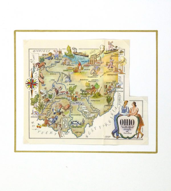 Ohio Pictorial Map, 1946-matted-6280K