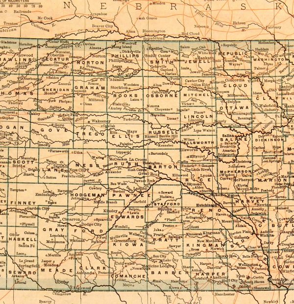 Map of Kansas, 1907-detail-6534K