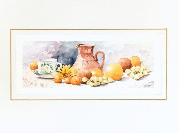 Watercolor Still Life- Season Harvest-matted-7017K