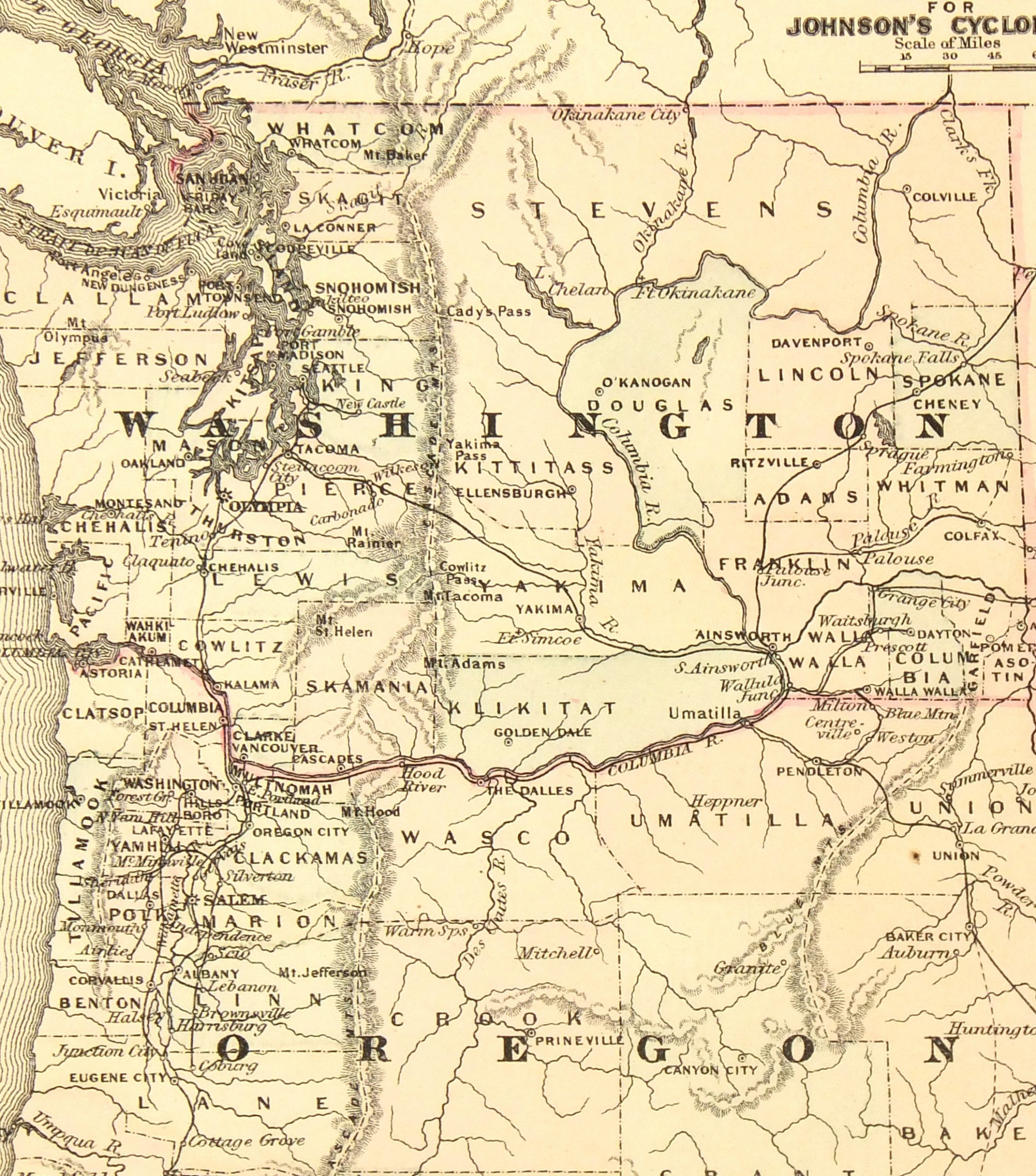 Washington & Oregon, 1885-detail-7340K