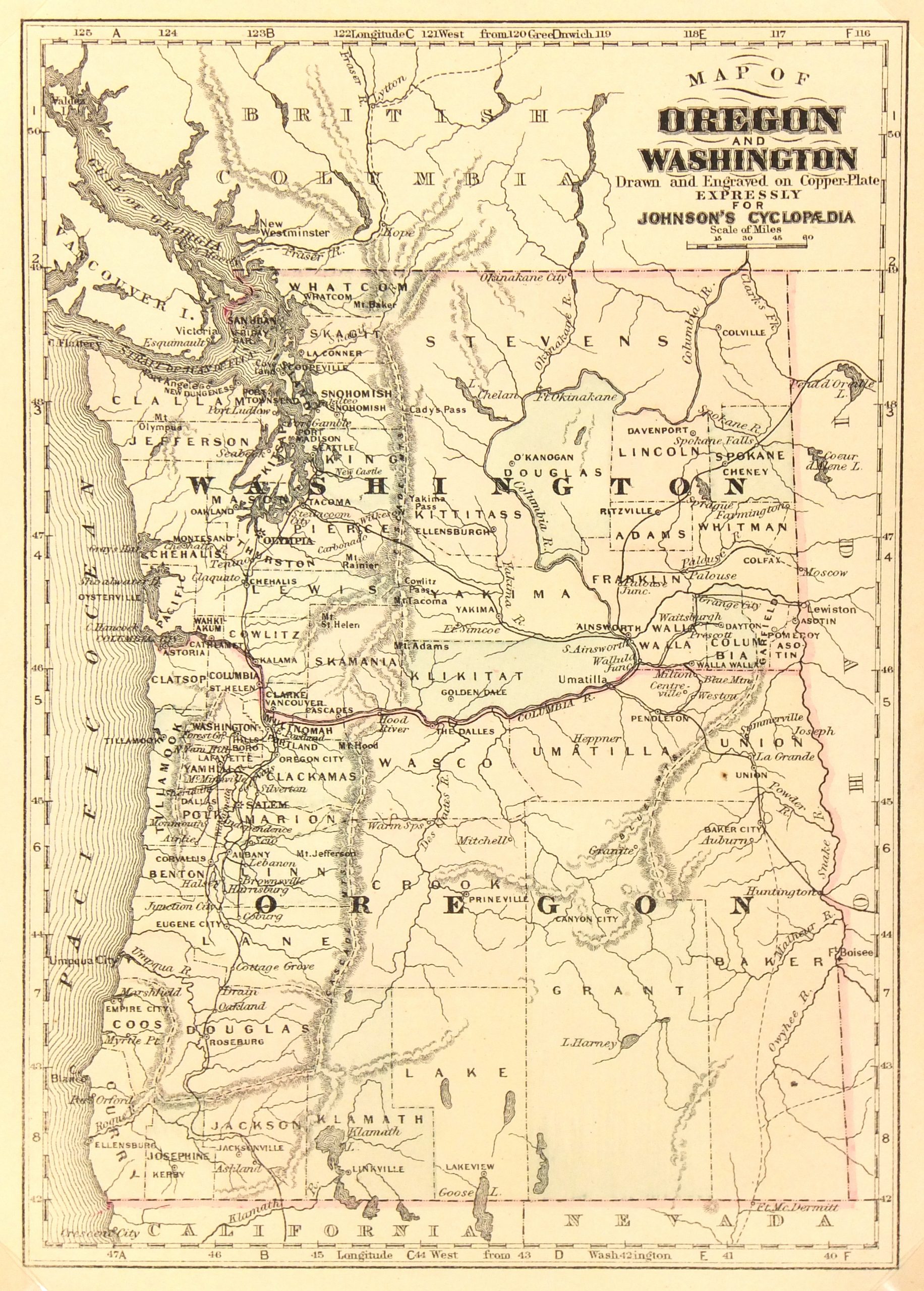 Washington & Oregon, 1885-main-7340K