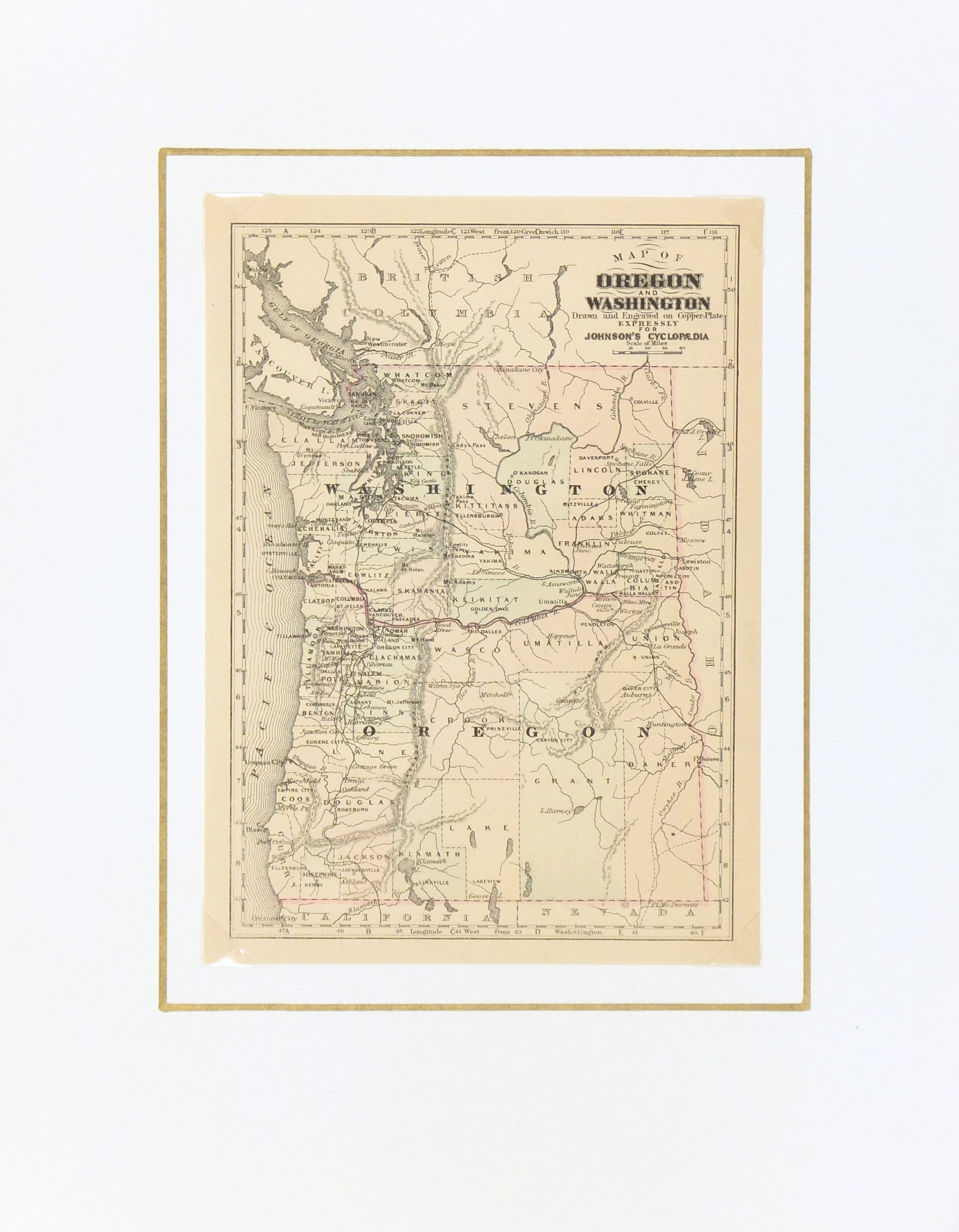 Washington & Oregon, 1885-matted-7340K