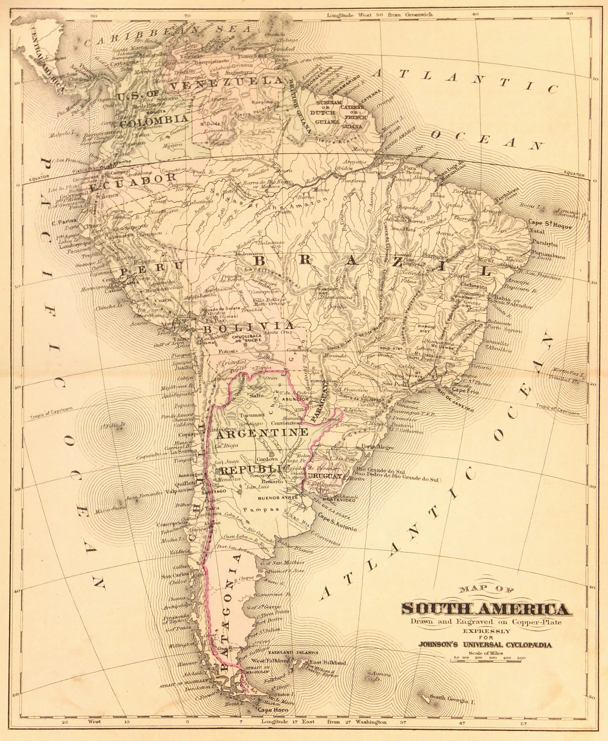 South America Map, 1885