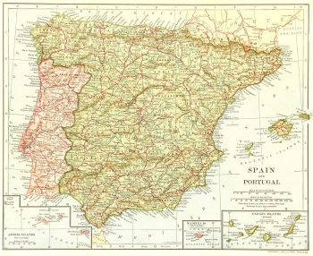 Spain & Portugal Map, 1906-main-7692K