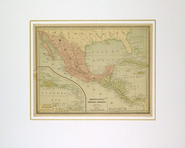 Mexico, Cuba & Central America Map, 1890-matted-8202K