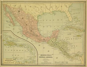 Mexico, Cuba & Central America Map, 1890-main-8202K