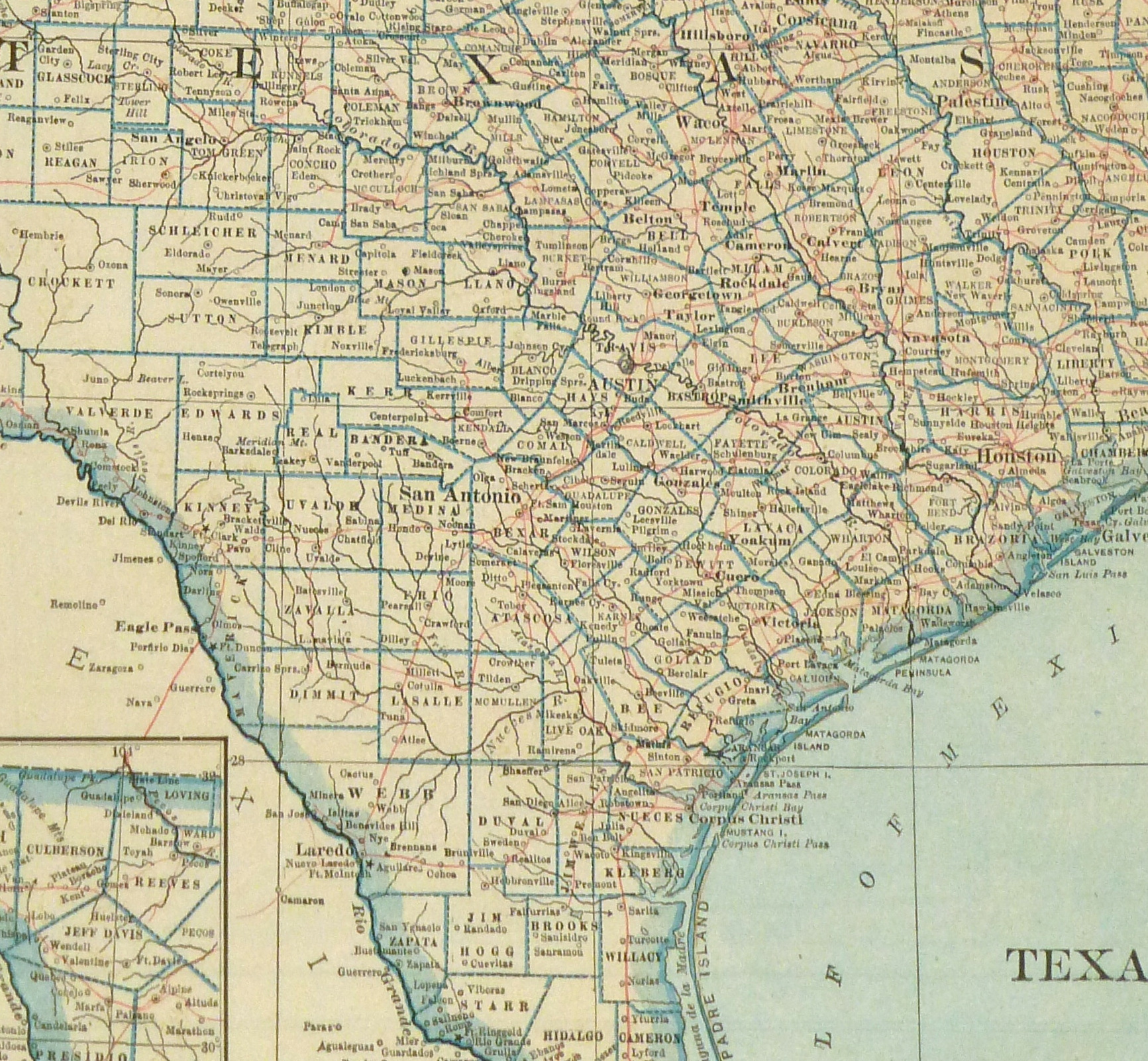 Texas & Oklahoma Map, 1921-detail-8282K