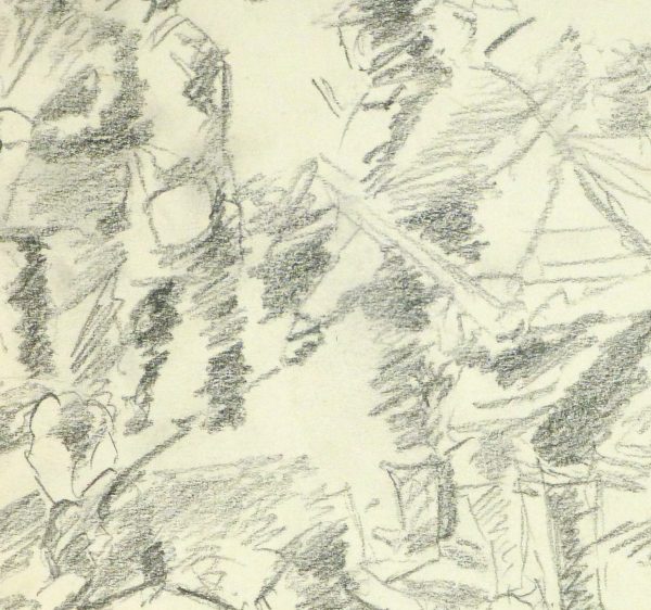 Drawing - Hunting Scene, Circa 1960-detail-8317K
