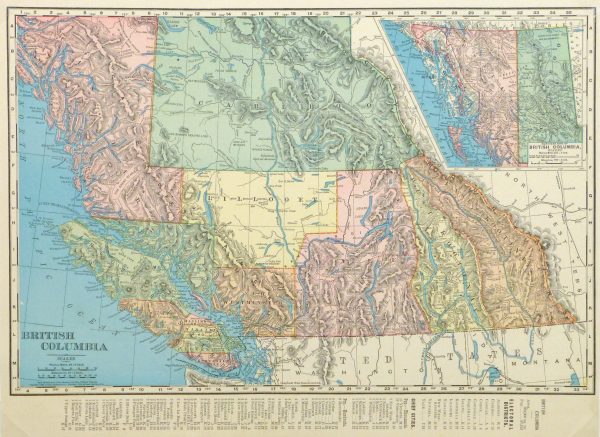 British Columbia, Canada Map, 1895-main-8554K