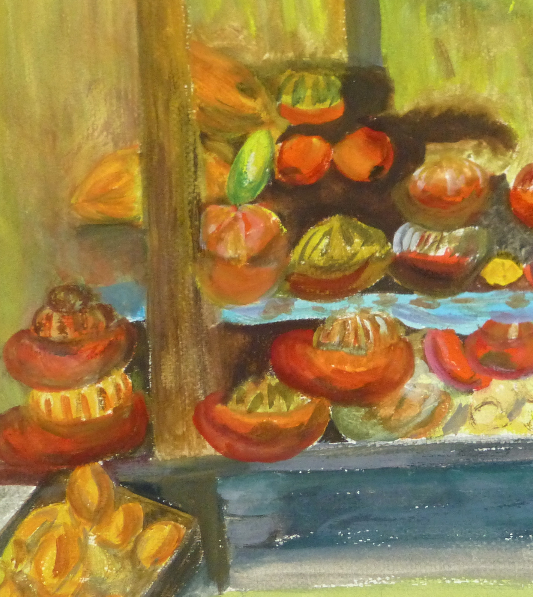 Watercolor - Farmer's Market, circa 1950-detail 2-8606K