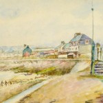 Watercolor Landscape - Beachside Town, Circa 1930-main-8894K