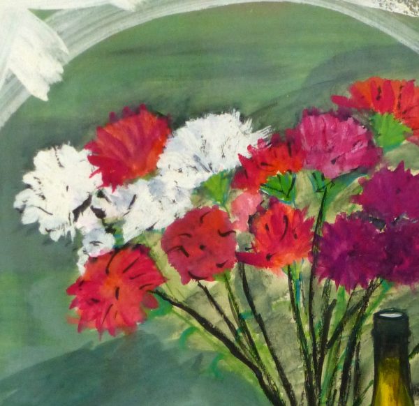 Watercolor Still Life - Champagne & Silver, circa 1950-detail-8986K