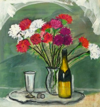 Watercolor Still Life - Champagne & Silver, circa 1950-main-8986K