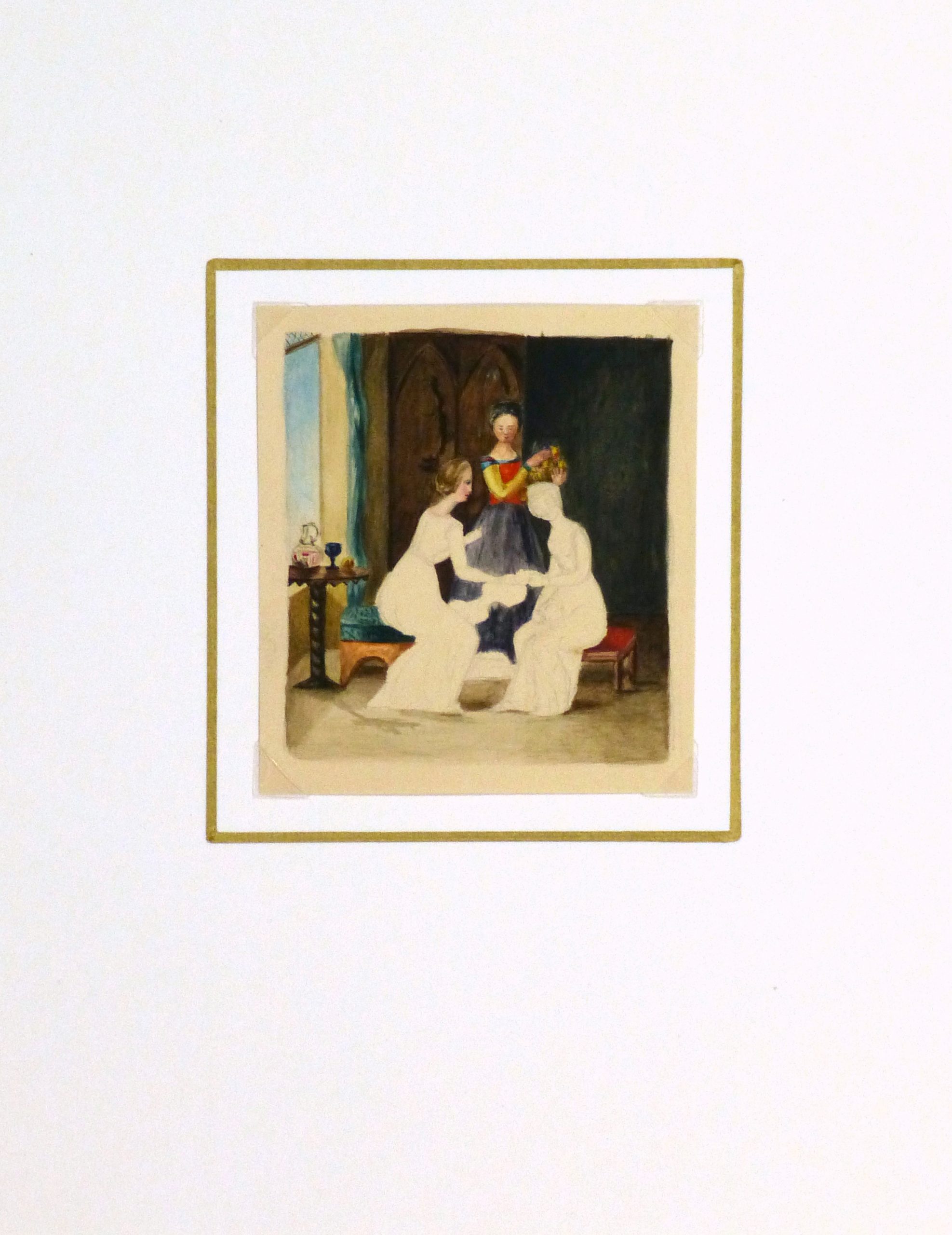 Watercolor - Ladies, Circa 1870-matted-9118K