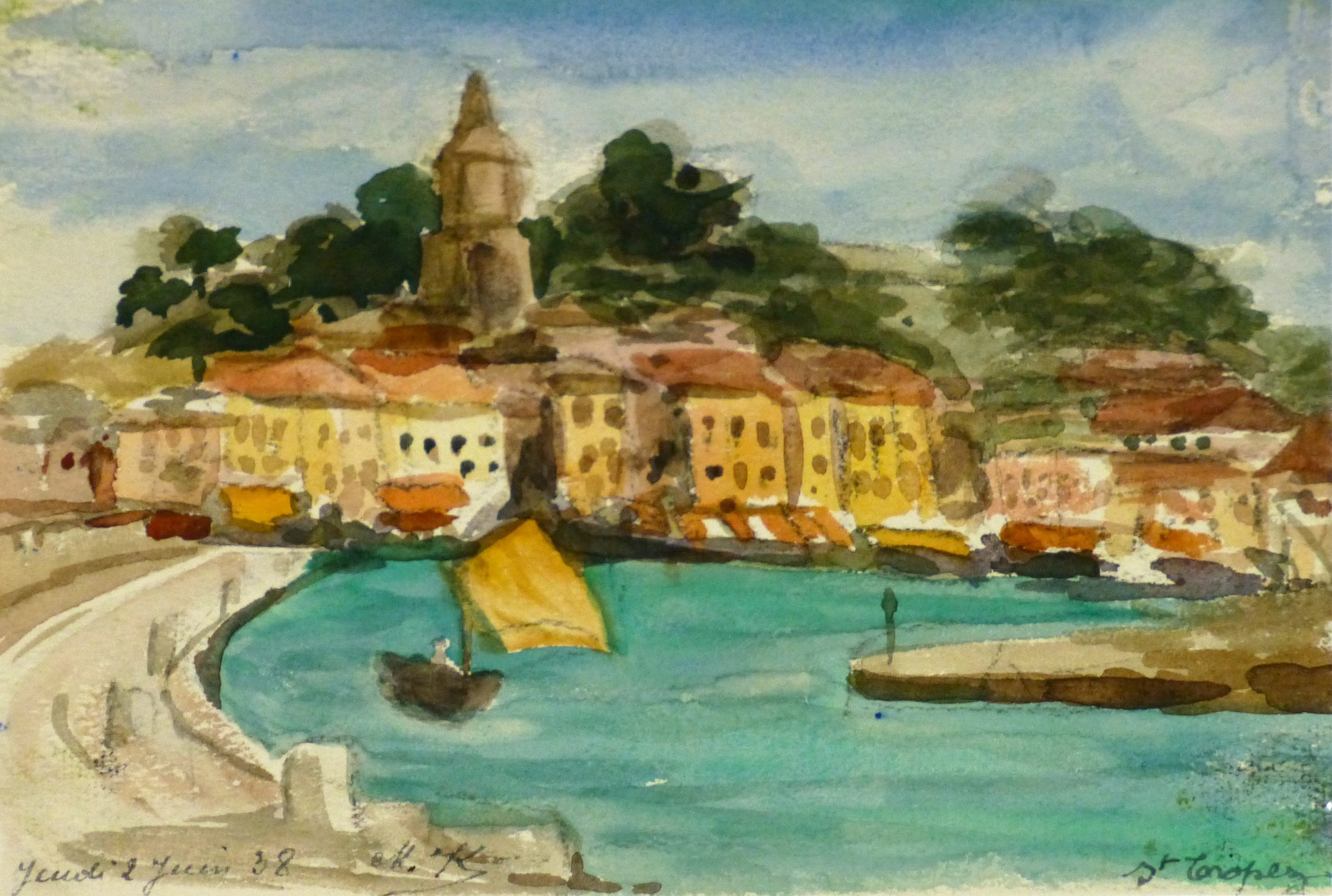 Watercolor - St. Tropez, 1938-MAIN-9124K