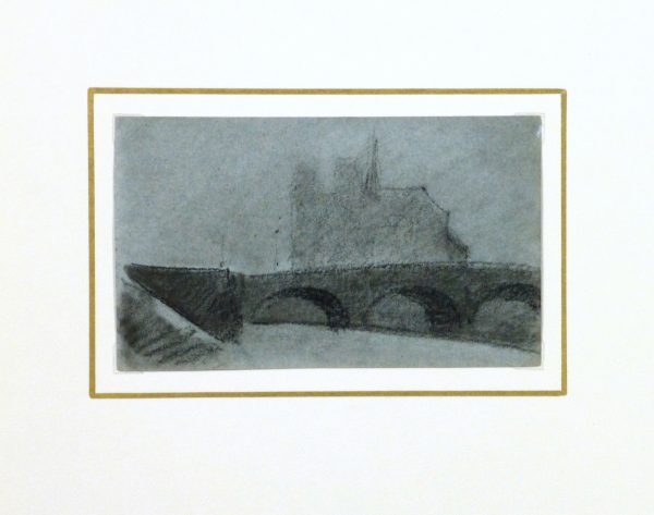 Notre Dame Paris Drawing, Circa 1910-matted-9209K